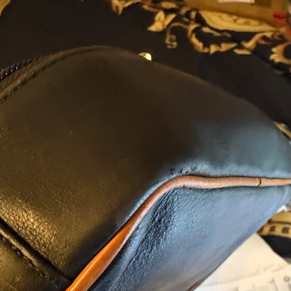 Bally Black‎ Leather Laptop Briefcase with Brown Trim